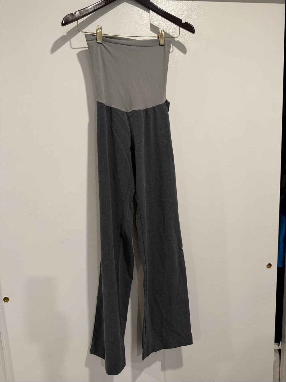 Motherhood high -Waist Wide Leg Maternity Pants in Light and Dark Gray medium